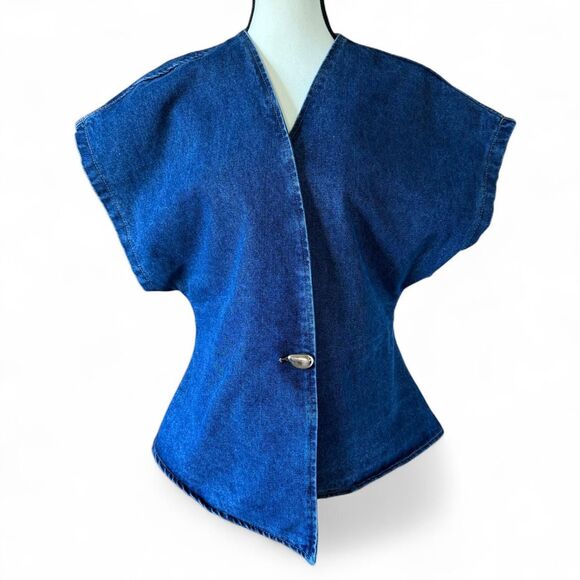 Shein Women's Denim dark wash top with batwing sleeves, size Large - Picture 3 of 8